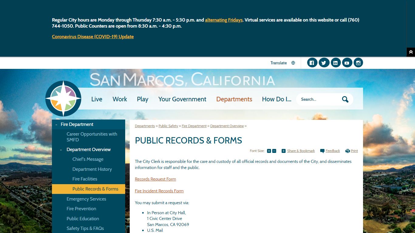 Public Records & Forms | San Marcos, CA