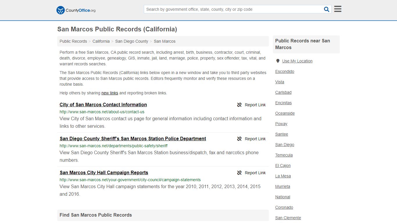 Public Records - San Marcos, CA (Business, Criminal, GIS ...
